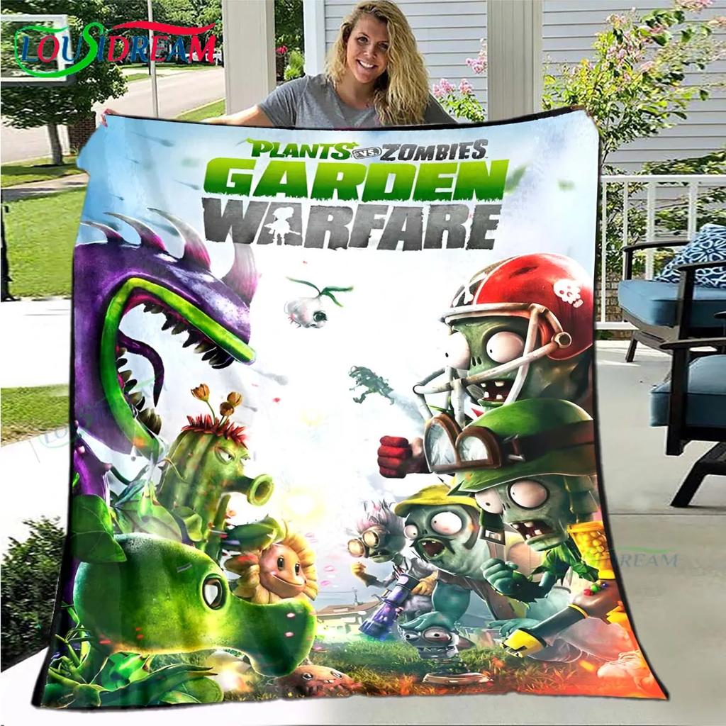 Hot Puzzle Games P-plant Vs Z-zombiee Flannel Children Blanket Sofa Bed Decoration Blanket Portable Blanket Bath Towel Gift