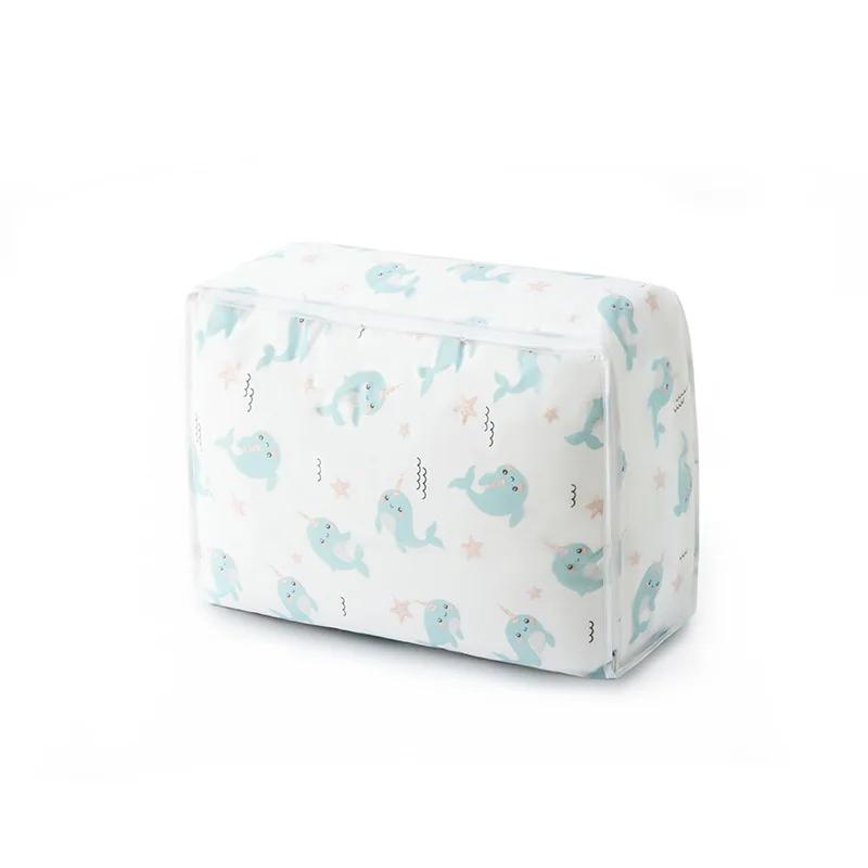 Household Three-dimensional Quilt Storage Bag PEVA Clothes Quilt Storage Box Household Transparent Printed Large Capacity