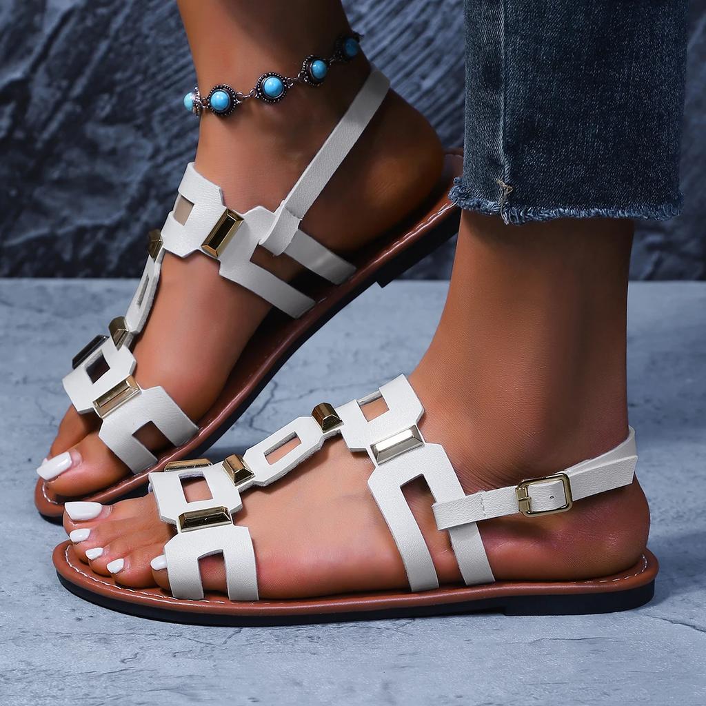 Fashion New Women Sexy Sandals 2025 Summer Outdoor Anti-slip Shoes Women Luxury Sandals Fashion Rome Casual Flat Slippers Slides Women