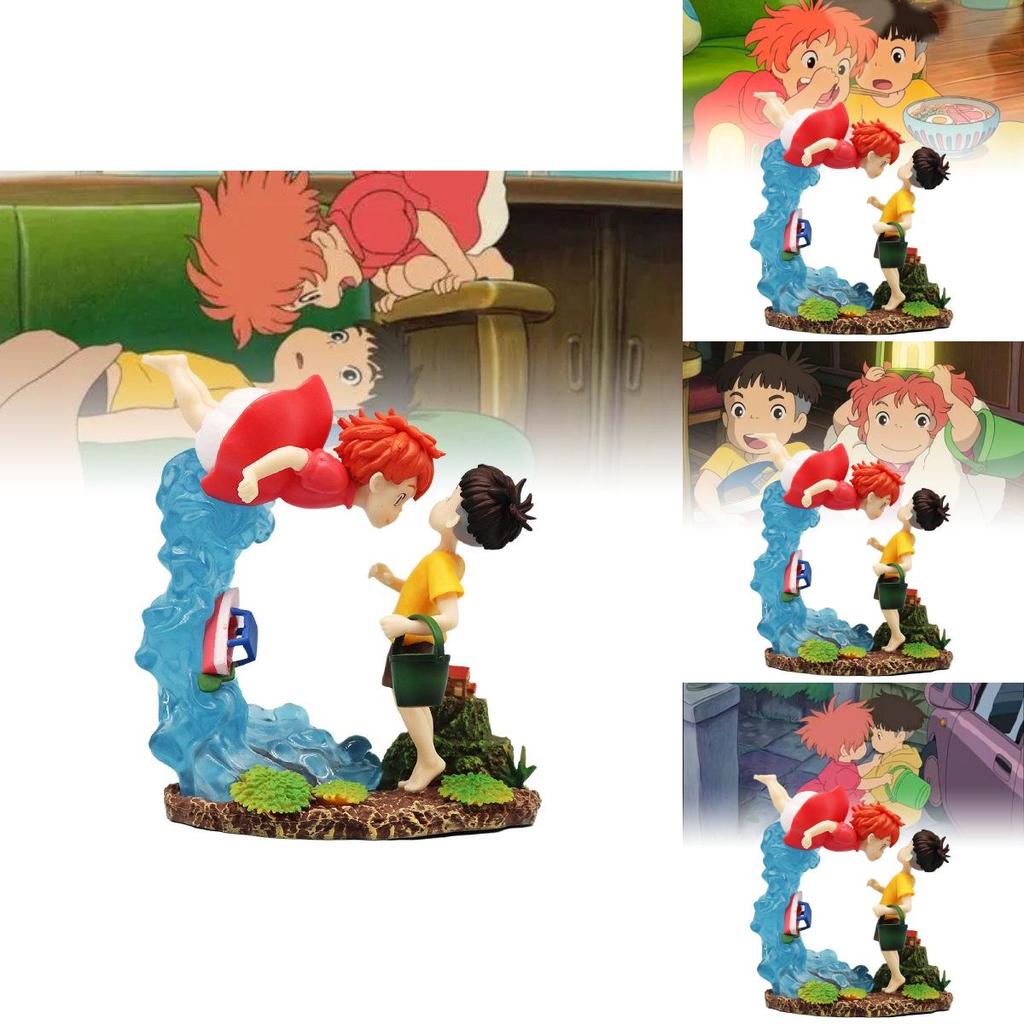 Enchanting Miyazaki Anime Ponyo And Sosuke Figurine Model With Captivating Details