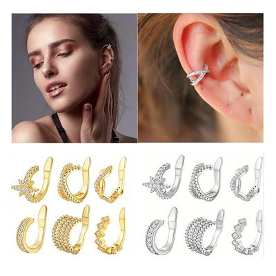 Sparkling Cubic Zirconia Fake Cartilage Clip On Earrings Hypoallergenic Huggie Cuff For Women And Men No Piercing Needed