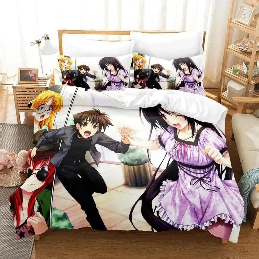 New Kawaii High School DxD Bedding Set Duvet Cover Sheet Printed Bed Set Pillowcase Bed Full Queen King Size Comforter Bedroom