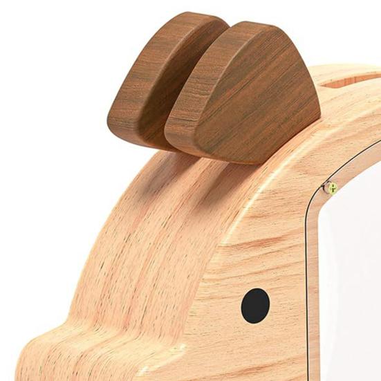 Spardose aus Holz Niedliche Schweinchenform Münzbank Spardose Wiederverwendbare Sparschwein-Geldbox mit transparenten Fenstern für Kinder Kleinkinder Geburtstagsgeschenk