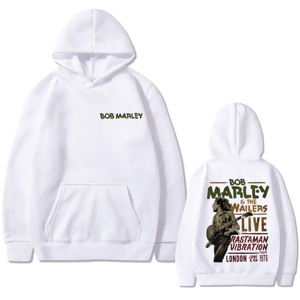 Reggae Music Bob Marley Bob Marley The Wailers Live Double Sided Printed Hoodie Men Women Gothic Vintage Popular Sweatshirt