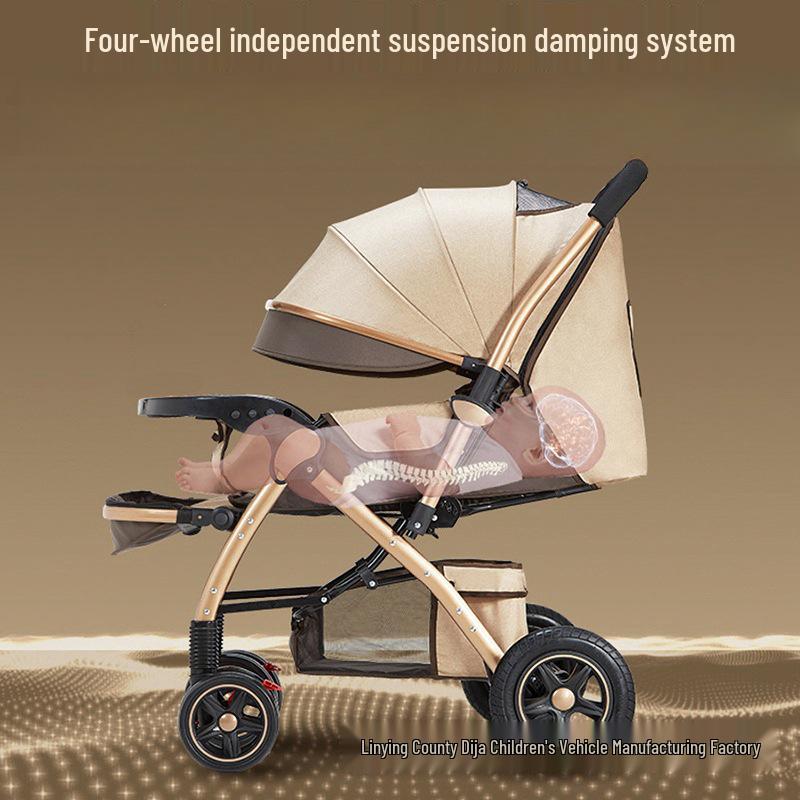 Lekki Składany Wózek Dziecięcy i Niemowlęcy z Regulacją Oparcia i Wysokim Stelażem