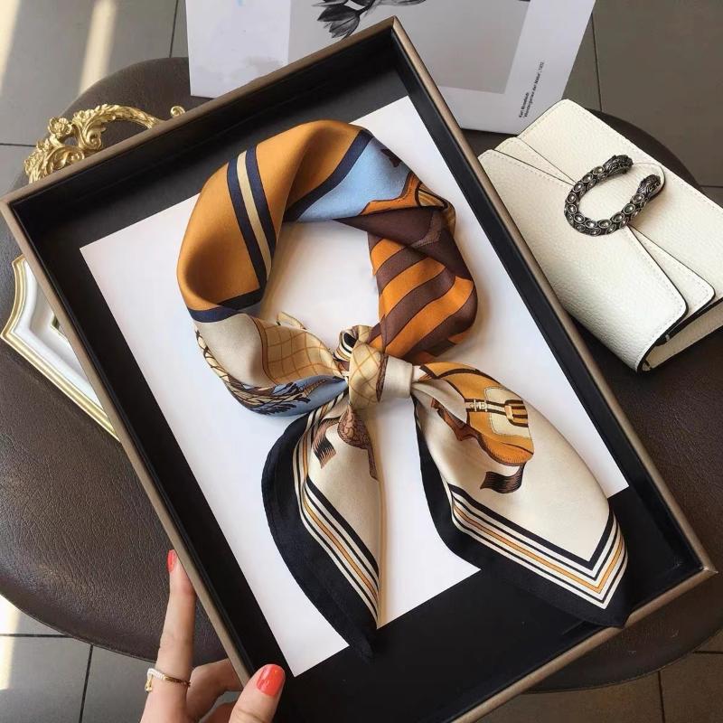 

Шелковый шарф Квадратный атласный платок для женщин 70x70cm