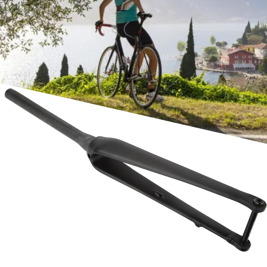 Garfo Dianteiro de Bicicleta Full Carbon para Estrada com Tubo Cônico e Eixo de Barril para Freio a Disco