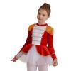Justaucorps de Cirque pour Filles Manches Longues Épaulette à Franges Tulle Tutu Costume Noël Festival Tenue de Spectacle