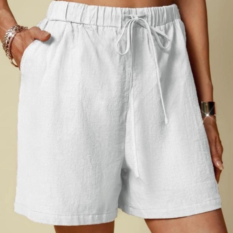 

Women s Summer Casual Shorts Drawstring Solid Color Short Pants Female Loose Straight Jogging Outdoor Streetwear S белый