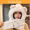 Polyester Winter Knit Hat With Earmuff And Scarf For Girls And Teens