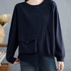 Pullovers Women Long Sleeves Autumn Winter Cotton Blouse Oversized Comfortable Stretch  Solid Color Round Neck Loose Tops