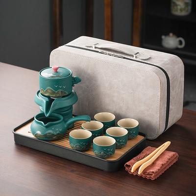 Lazy Qingshan Coarse Pottery Semi-automatic Tea Set, Household Teapot Gift, Kung Fu Tea Tray
