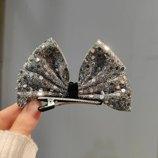 Red & Gray Autumn/Winter Large Bow Hair Tie for Women