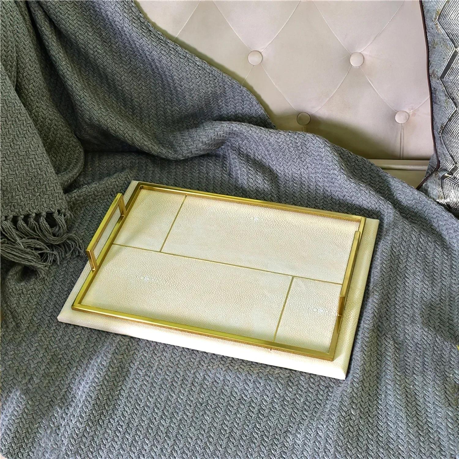 

Metal Leather Tray Cosmetics Gray Jewelry Cup Large Storage Plated Parlor Coffee Table Desktop Decoration Home Kitchen Supplies