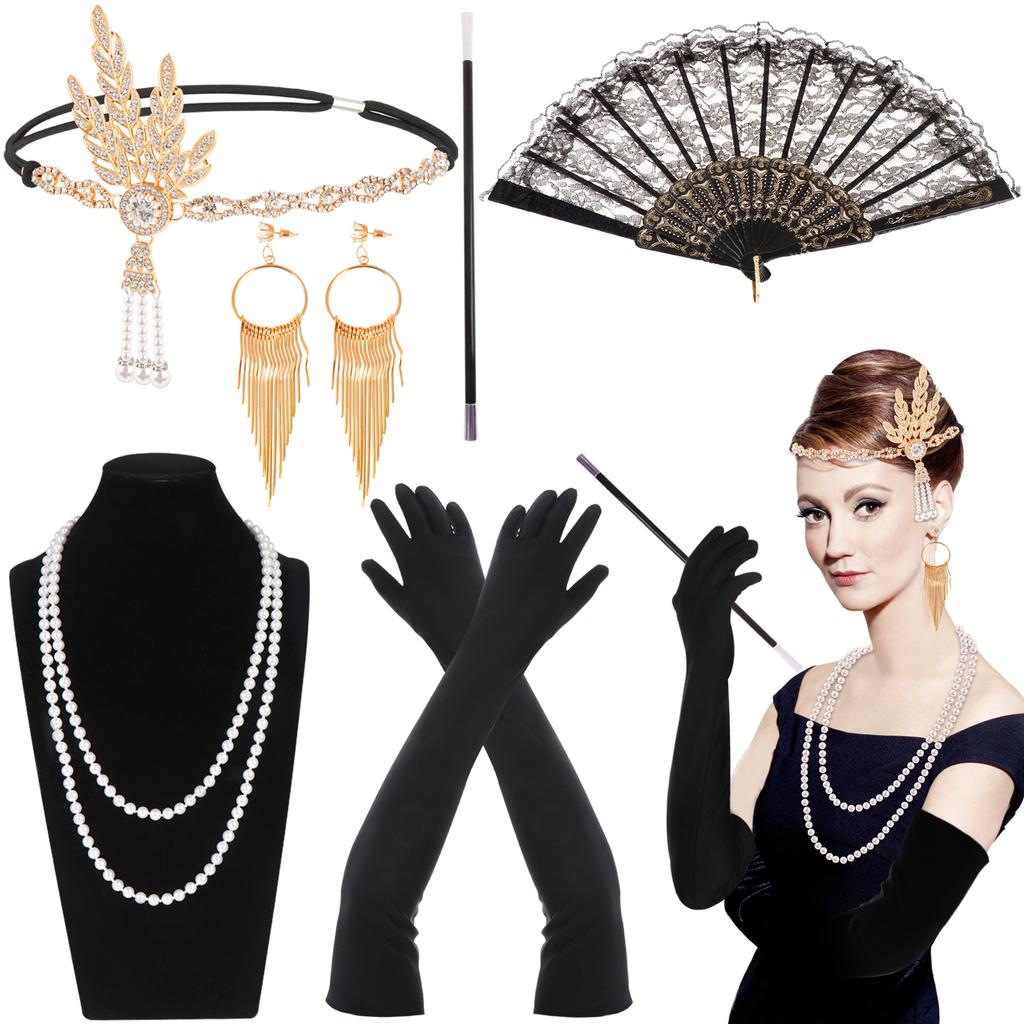 1920S Flapper Set Roaring 1920S Costume Accessories For Women  Flapper