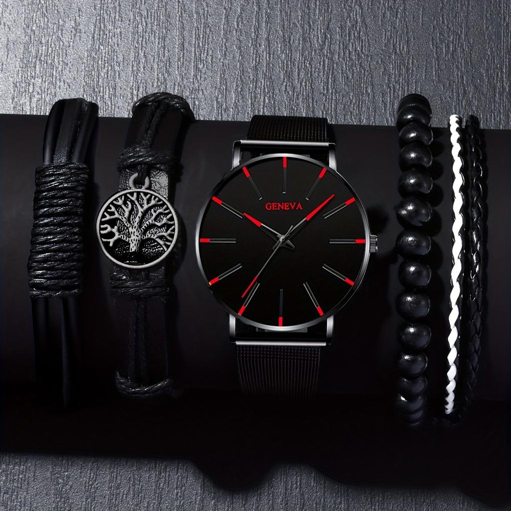 Geneva Watch Accessories Set Watch Men'S Watch Mesh Strap Watch Quartz Watch