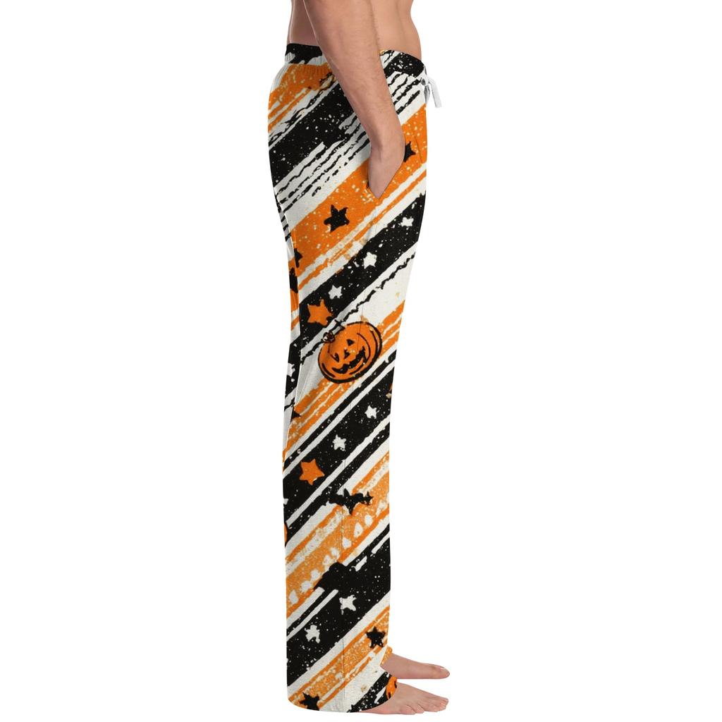 Men's Halloween Print Drawstring Lounge Pants Casual Sleepwear Bottoms Relaxed Fit Lightweight Fabric Comfortable Waistband
