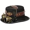 Victorian Steampunk Top Hat with Classic Goggles Vintage Accessories Set Gothic Headwear for Adult Halloween Dress Up Party