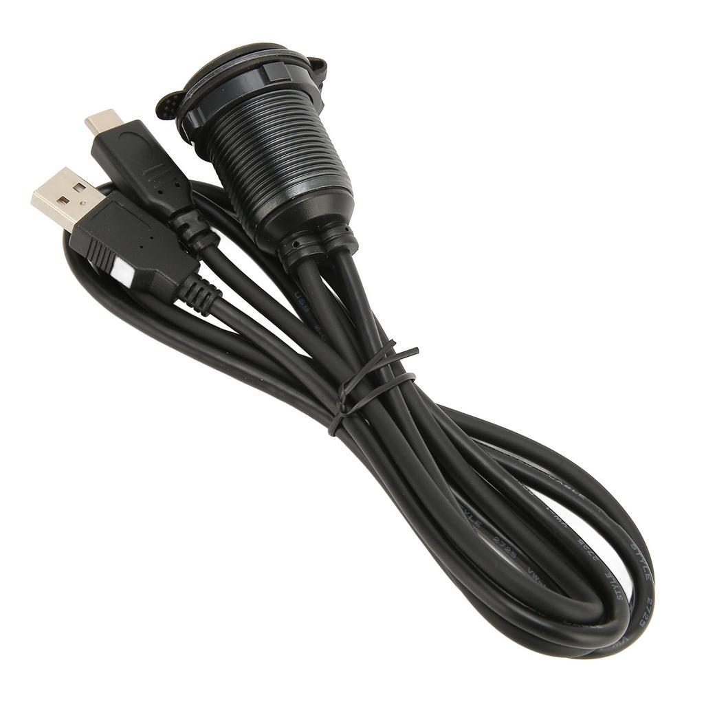 1m Kabel do auta se dvěma porty pro zapuštěnou montáž na palubní desku USB2.0 Samec na Samici Typ C 2.0 Kabel s LED světlem