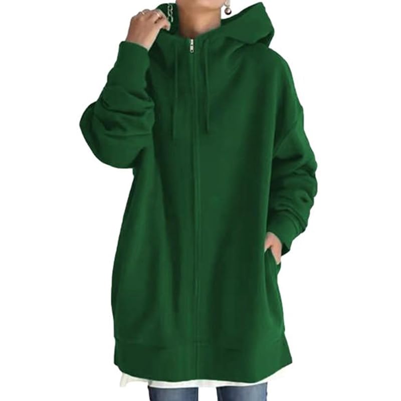 

[1/2plus] [Nibun Noichi Plus] hoodie zip up Thin back Brushed Plain color cardigan ladies (JP, alphabet, L, green)