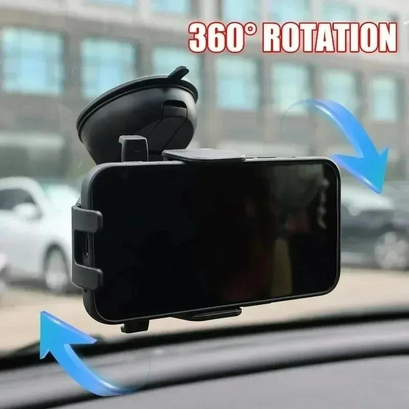 Držák telefonu do auta s přísavkou s 360stupňovou rotací, držák na palubní desku/přístrojovou desku pro mobilní navigaci, neblokuje větrací otvor, stojan