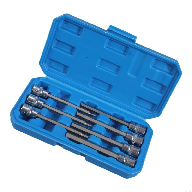 3/8” Drive for Extra Long Allen/Torx Bit Socket Set with Storage Box Metric 3mm -10mm 7-Piece Set Chrome Vanadium St