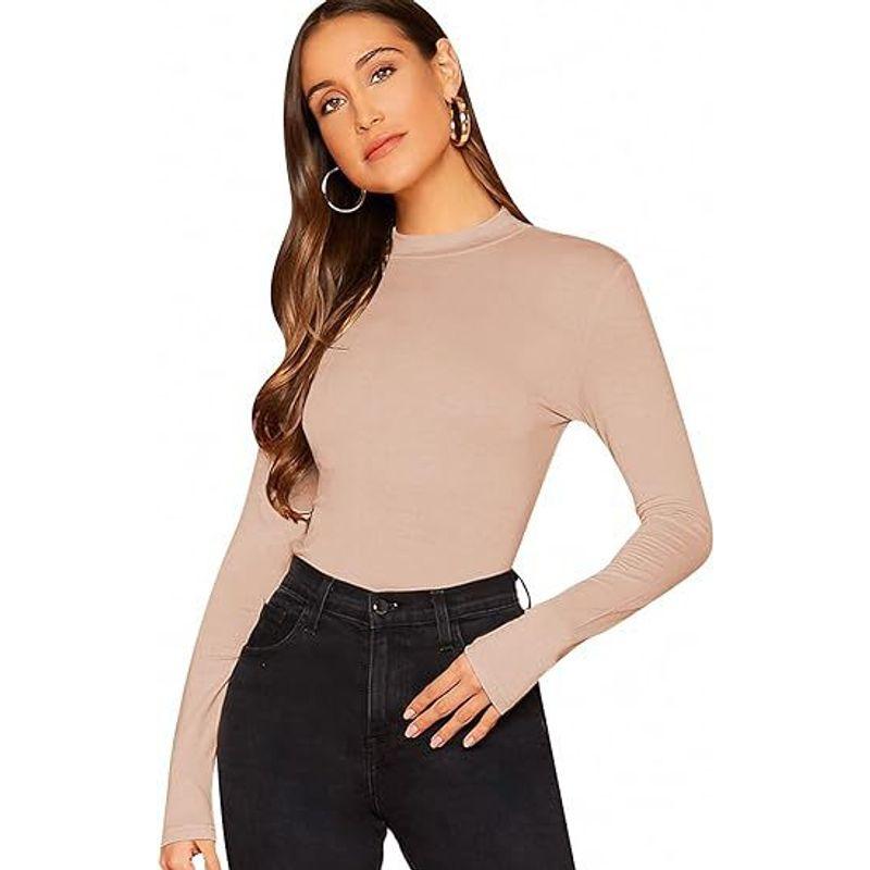 Solid Color round Neck Long Sleeved Top Women Pure Color round Neck Long Sleeve Top