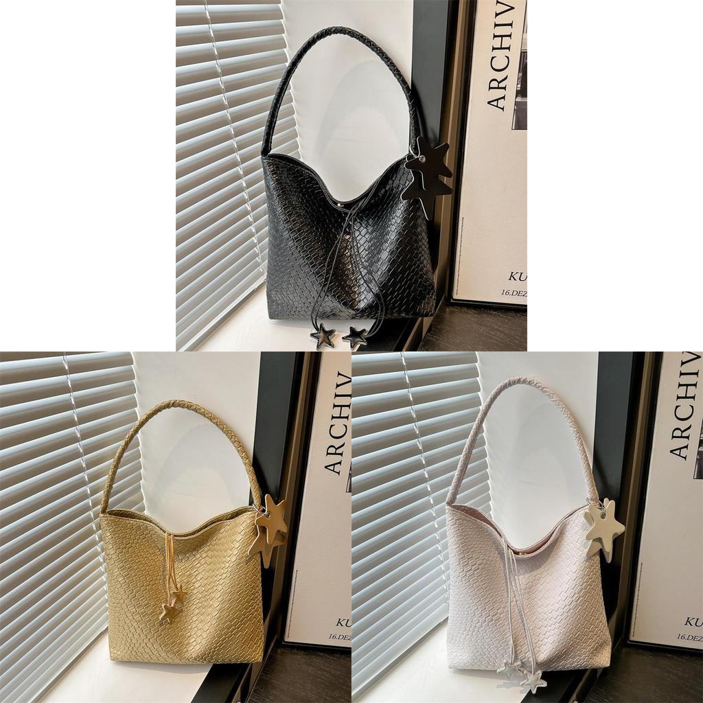 Street Style Woven Tote Bag For Women With Large Capacity And Magnetic Closure
