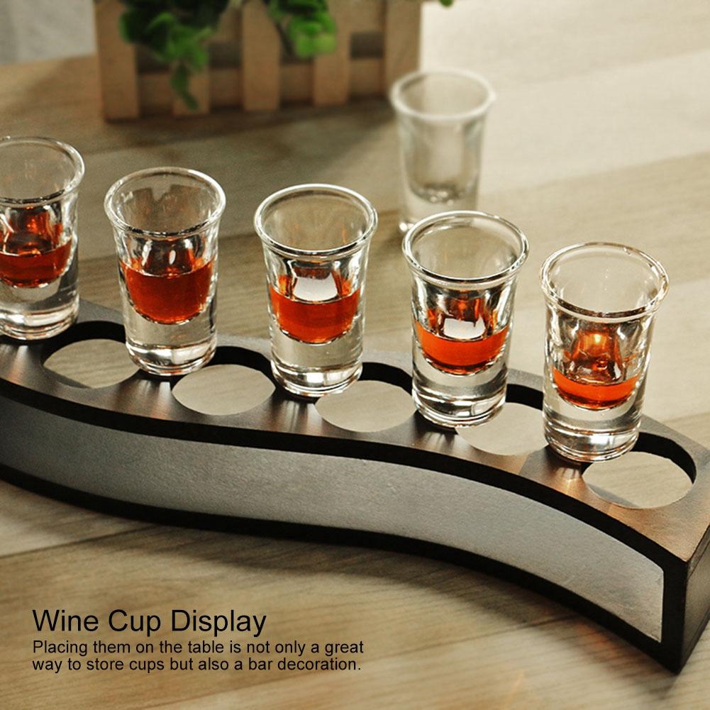 Desktop Bamboo 6 Bottles Wine Cup Rack Glass Holder Display Shelf Organizer