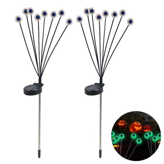 2Pcs LED Solar Scary Eyeball Swaying Lights Realistic 3D Design