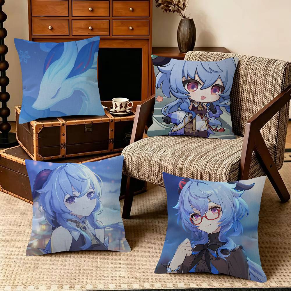Anime Ganyu Game Decorative Pillowcase Square Pillowcase Home Office Decorative Cushion Cover