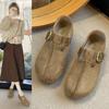 New Retro Women's Flat Bottom Casual Inner Height Increase Women's Breathable and Versatile Little Lazy Bag Head Single Shoes Women