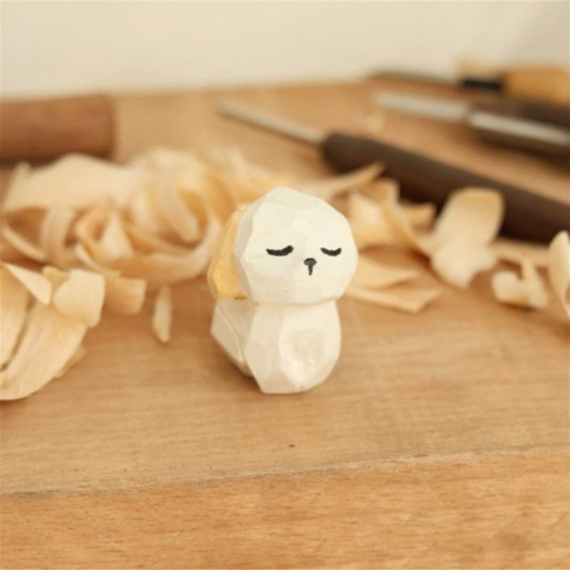 Hand Carved Cats/Dog/Sheep/Bunnies Figurines Table Decoration for Living Room,Bathroom Wooden Animal Statue Home Decors