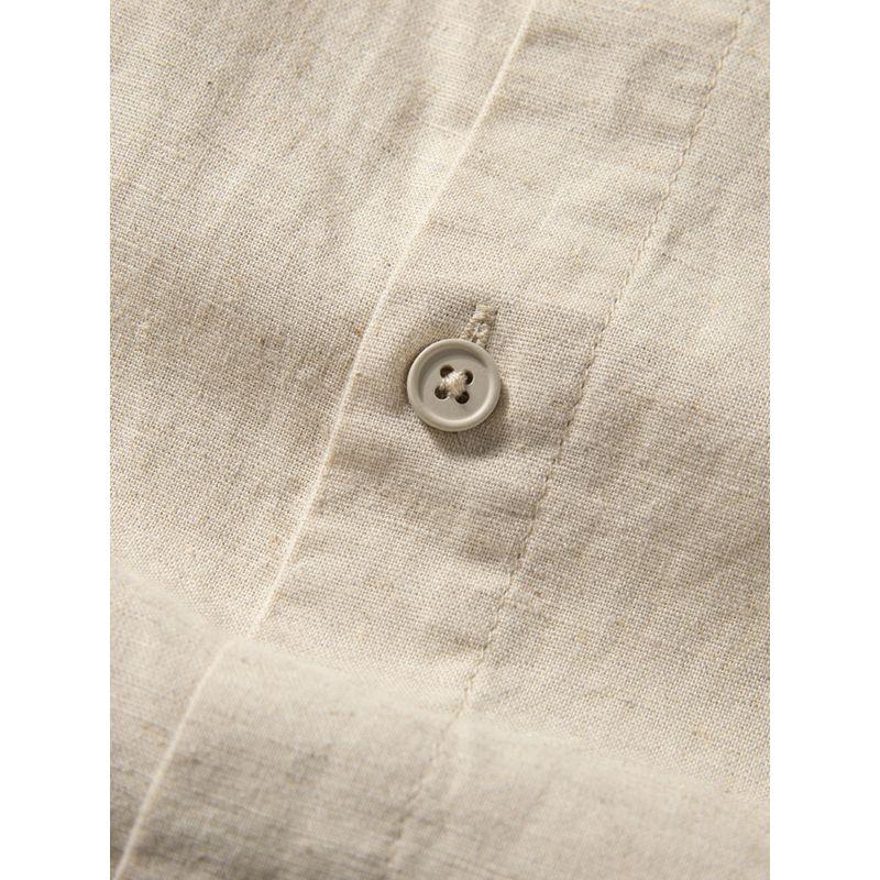 Linen Shirt Men's Short-Sleeved Summer Thin Breathable Chinese Style Linen Top Solid Color Casual Loose Cotton and Linen Shirt