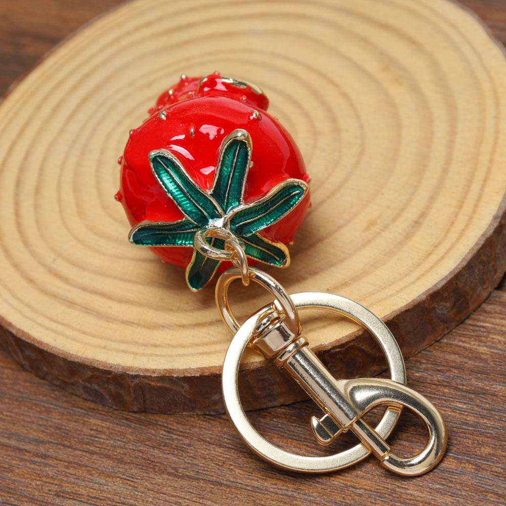 Cute Fruit Red Strawberry Pendant Keychain Suitable For Keyring Backpack Car Pendant Decoration Jewelry Accessories Holiday Gift