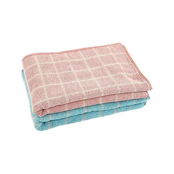Kosugizen Large Bath Towel Window Check 2 Colors 1 Piece Each 70 X 140cm Slightly Large Bath Towel Great Value In Bulk Set of 2 ZGTF-9201-2