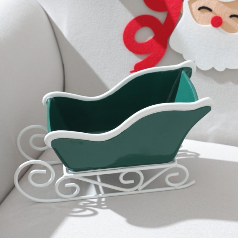 Ceramic Sleigh Flowerpot Decorative Christmas Decoration Entryway Key Holder Tray For Mantels Holiday Table Centerpieces