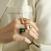 Niche Fashion Gemstone Glaze Drip Titanium Steel Ring European INS 18K Gold Plated High-end Temperament Hand Jewelry Holiday Gift For Ladies