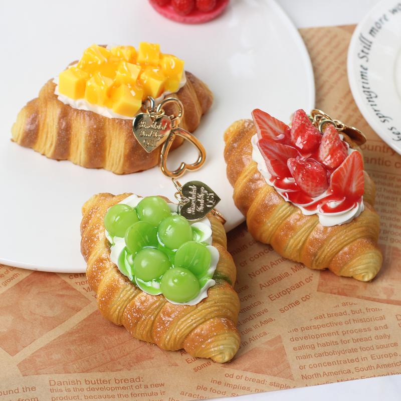 Cute Simulated Fruit Tower Keychain Creativity Desserts Pendant Car Key Ring Backpack Decoration Pendant Accessories Gift