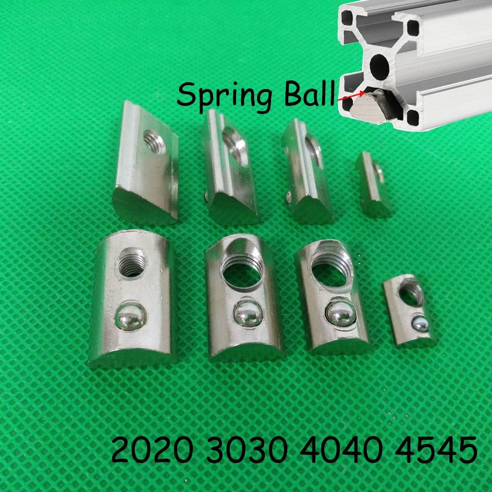 50pcs 100 Pcs Half Round Ball Elasticity Spring Nut for Aluminum Extrusion Profile 2020 3030 4040 4545 CNC M3 M4 M5 M6 M8