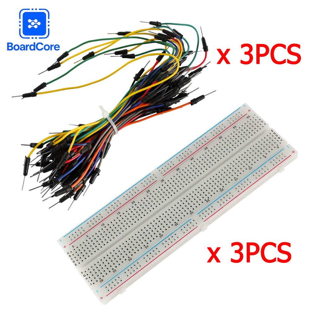 1-3 Sets MB-102 Breadboard 830 Points Solderless PCB Bread Board Kit +65pcs Jumper Wire Cable Prototype Board MB102 DIY Kit