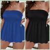 Loose Fit Plus Size Tank Top Ribbed Texture Strapless Tube Top Off-Shoulder Crop Top  Hot Girl