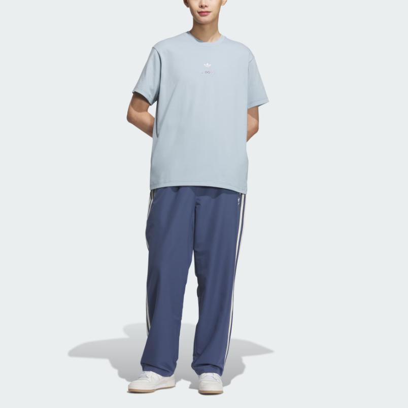 Adidas Originals Short Sleeve T-Shirt Fashion Logo Round Neck Loose Fit Men Tops Blue KC1430