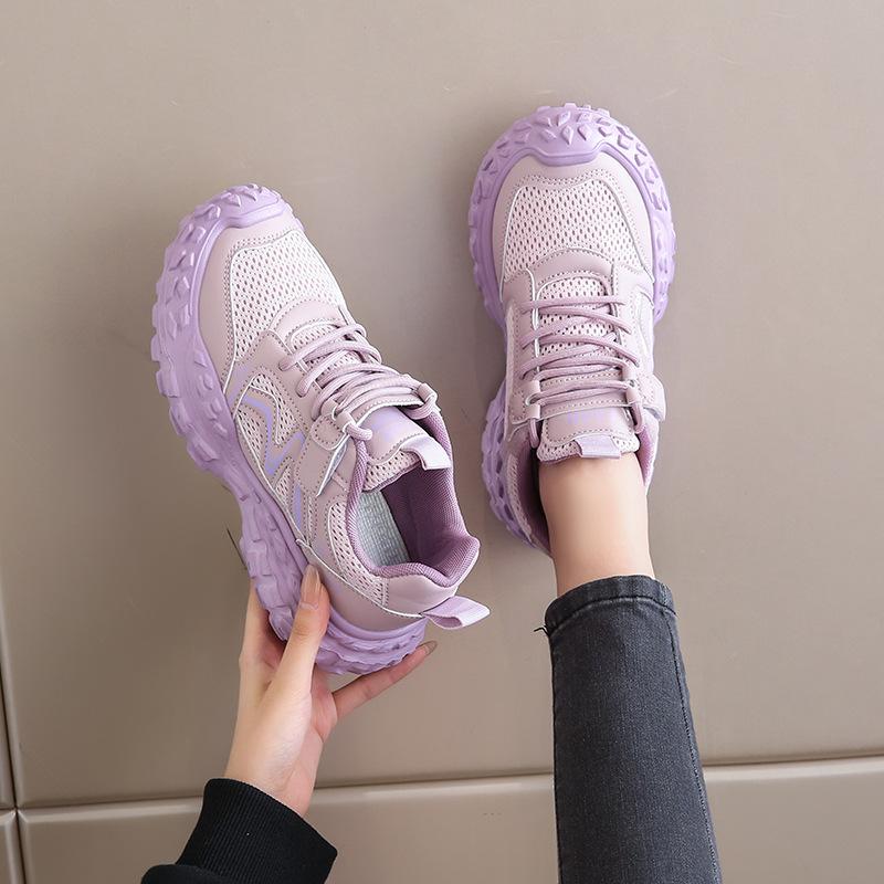 2025 New Women's Shoes Korean Version Fashion Personalized Tire Shoes Mesh Breathable Slim Slim Girl Dad Shoes