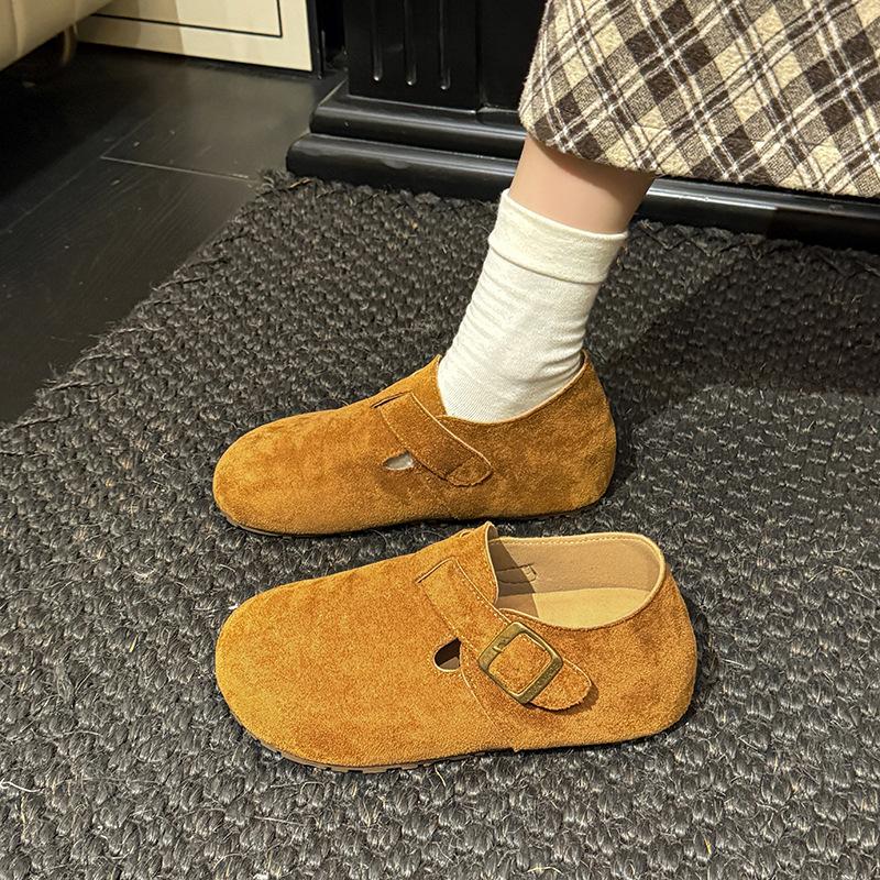 Retro buckle inner heightening Boken shoes 2025 autumn new Korean version single shoes comfortable thick-soled shallow mouth Mary Jane shoes