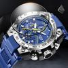 LIGE Men's Watch Multifunction Sub-Dial Silicone Strap Men's Quartz Watches