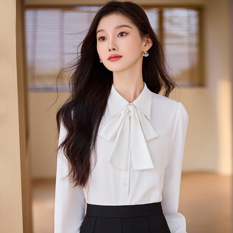 Women s Chiffon Long-Sleeve Scarf Collar Blouse XL