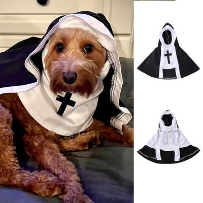 Pet Dog Cat Nun Costume Halloween Clothes For Small Big Dogs Cats Christ Cross Dress Up Funny Puppy Cloak Outfits Party Apparel