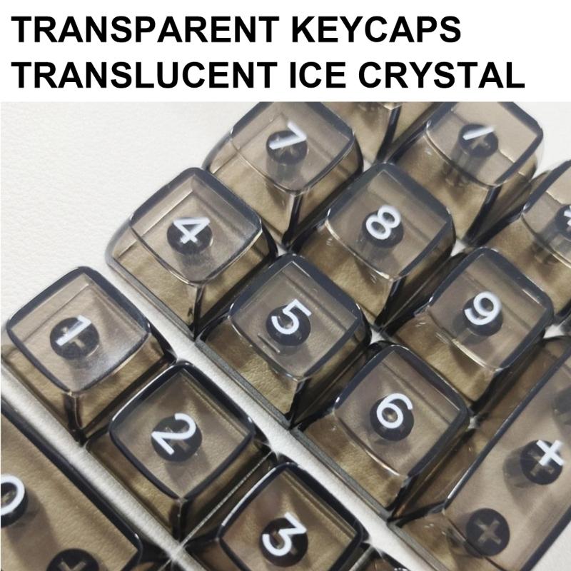 22Piece Ice Effect Light Through Keycaps for Number Pads Easy Install MX Keycap Upgrade Typing Experience