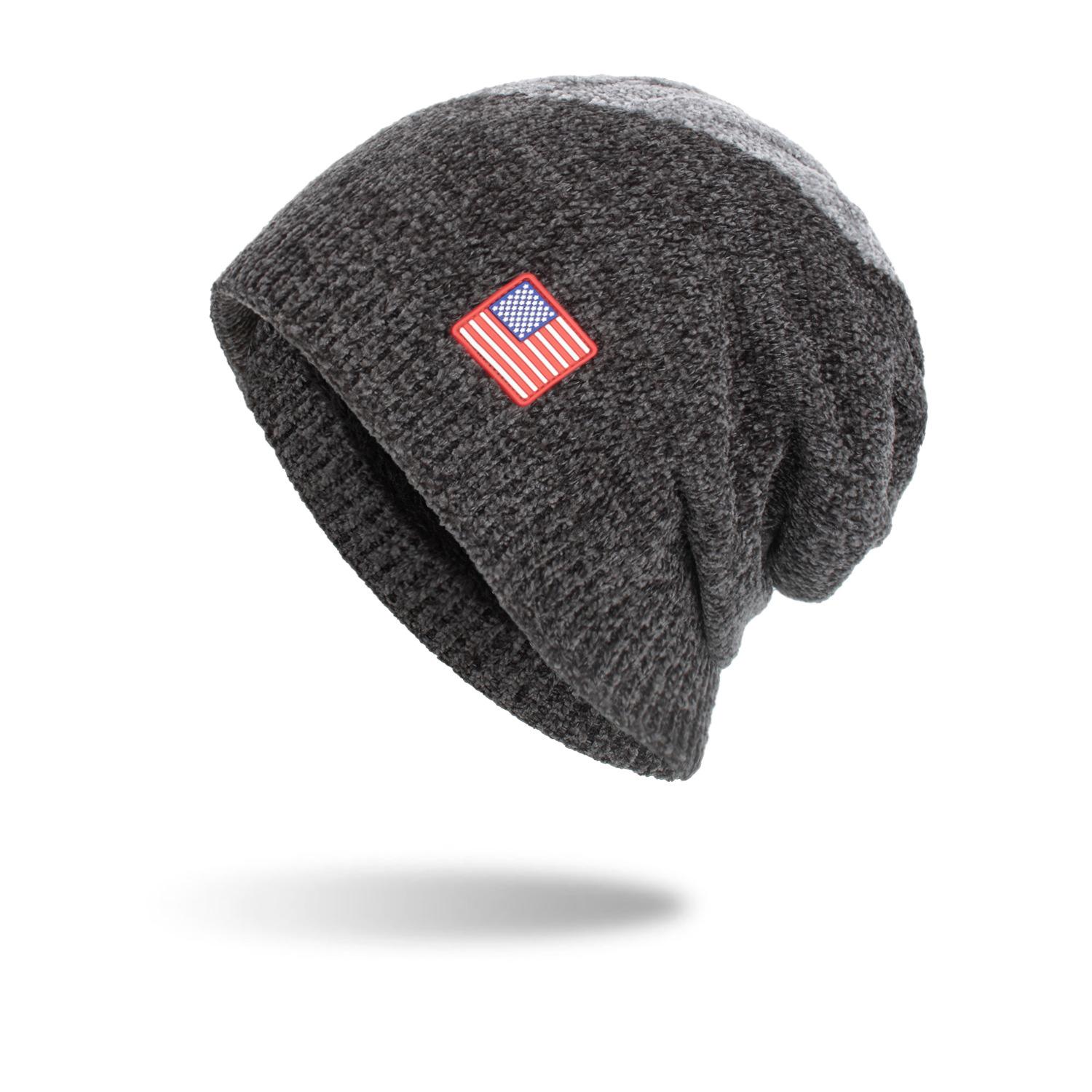 

Осень и зима новый длинный свитер из синели шапка вязаная шерстяная шапка серый